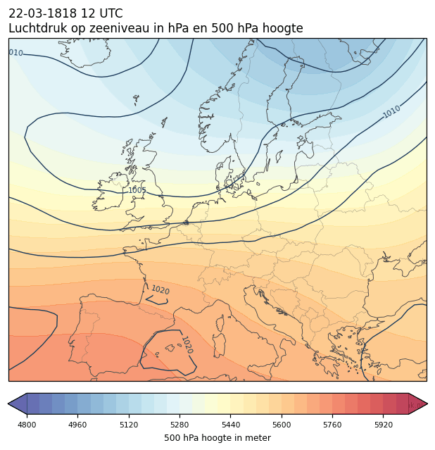 Weerkaart van 22 maart 1818 om 12 UTC