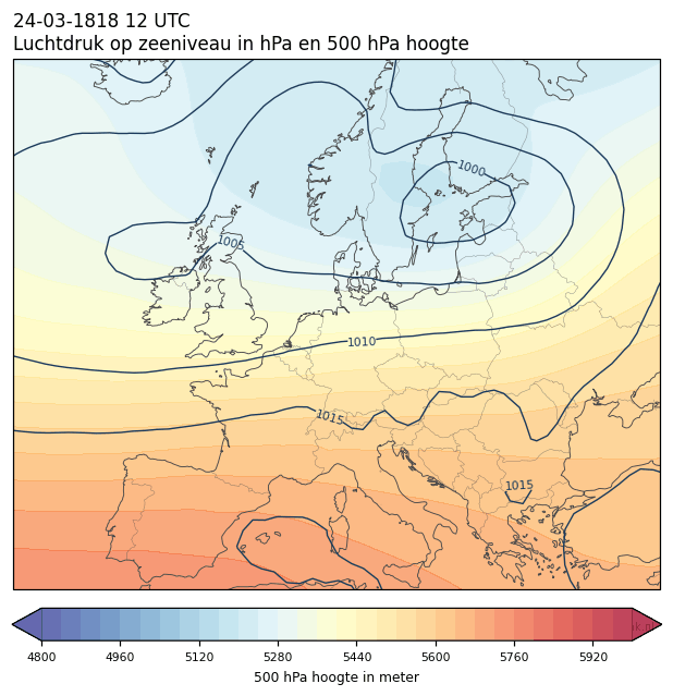 Weerkaart van 24 maart 1818 om 12 UTC