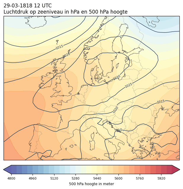 Weerkaart van 29 maart 1818 om 12 UTC