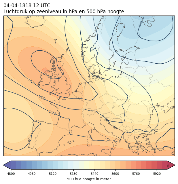 Weerkaart van 4 april 1818 om 12 UTC