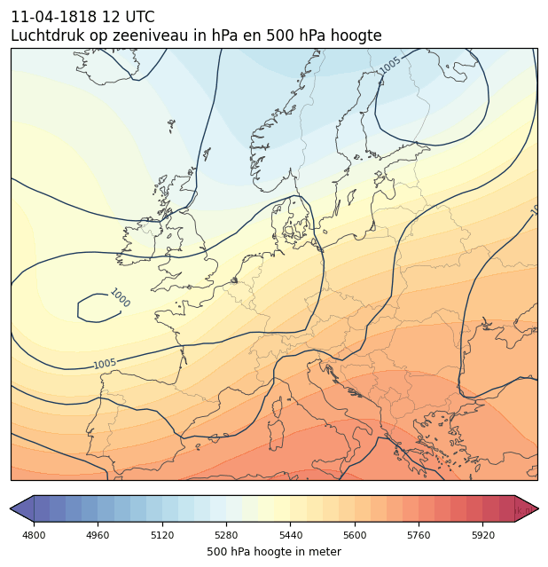 Weerkaart van 11 april 1818 om 12 UTC