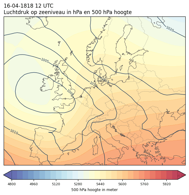 Weerkaart van 16 april 1818 om 12 UTC