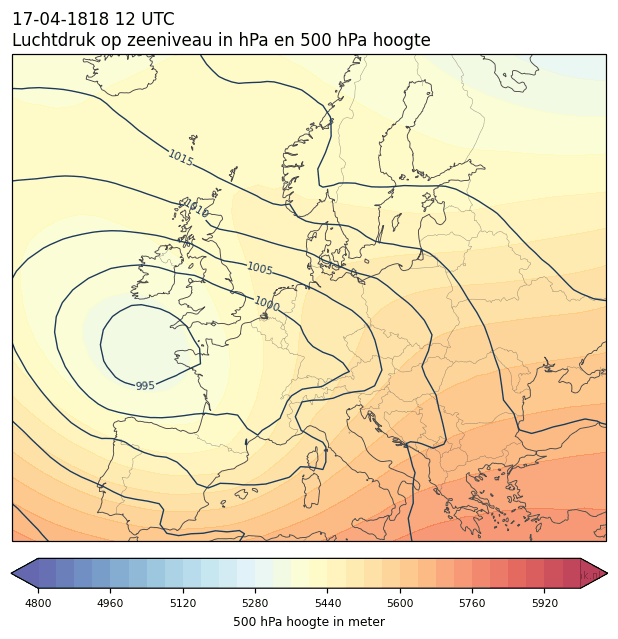 Weerkaart van 17 april 1818 om 12 UTC