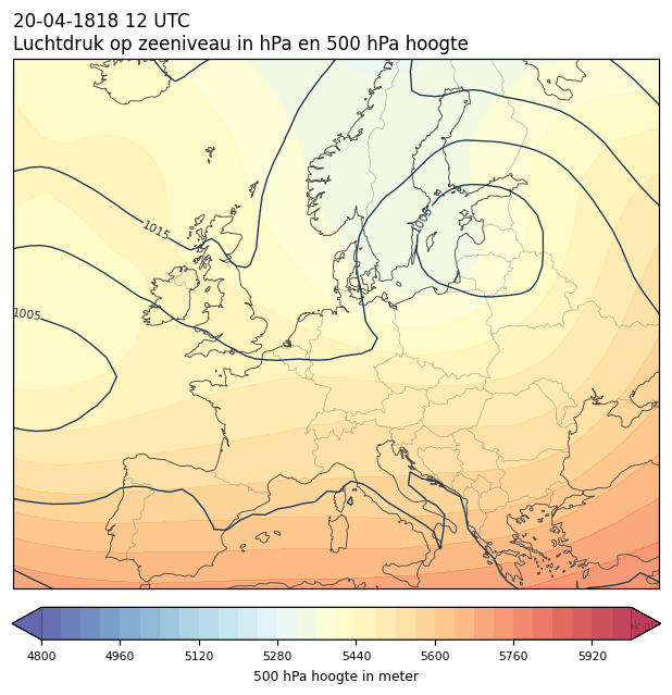 Weerkaart van 20 april 1818 om 12 UTC