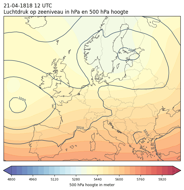 Weerkaart van 21 april 1818 om 12 UTC