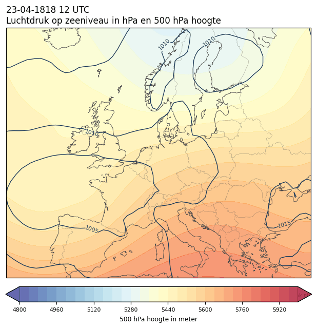 Weerkaart van 23 april 1818 om 12 UTC