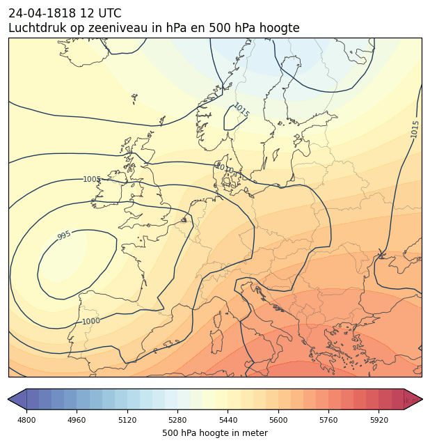 Weerkaart van 24 april 1818 om 12 UTC