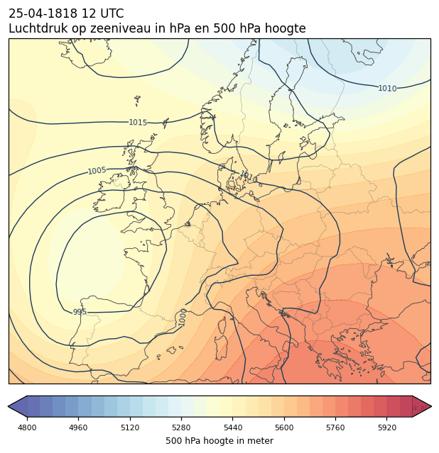 Weerkaart van 25 april 1818 om 12 UTC