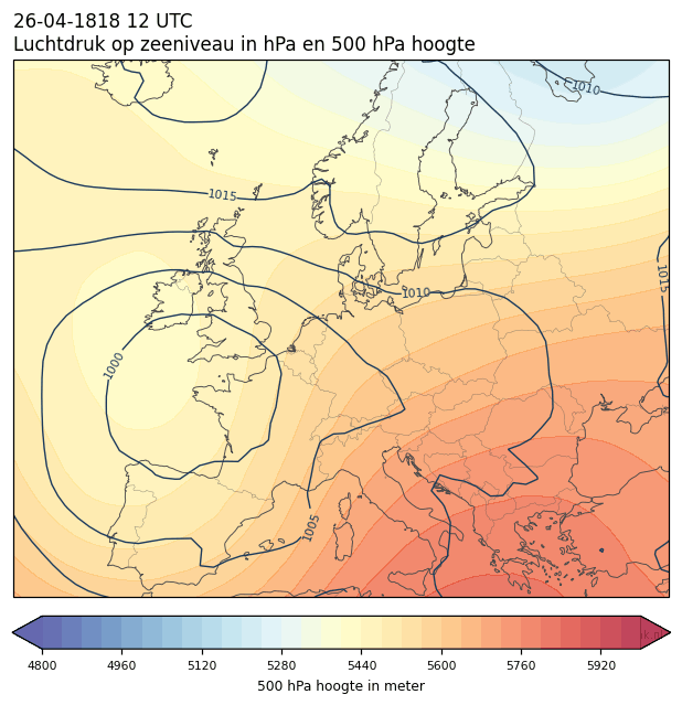 Weerkaart van 26 april 1818 om 12 UTC