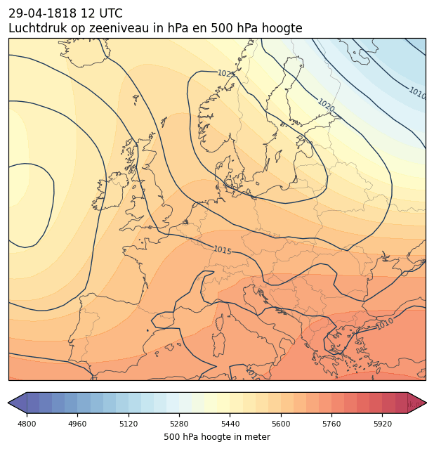 Weerkaart van 29 april 1818 om 12 UTC