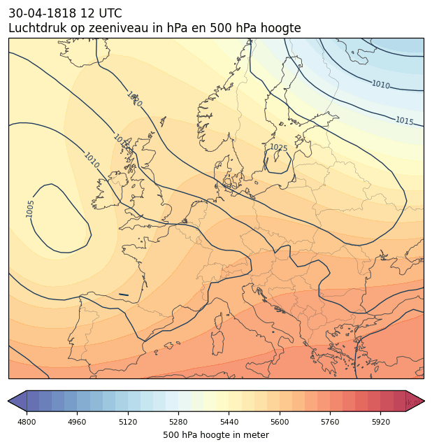 Weerkaart van 30 april 1818 om 12 UTC
