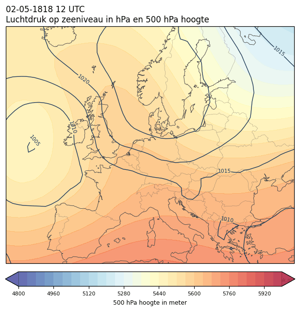 Weerkaart van 2 mei 1818 om 12 UTC