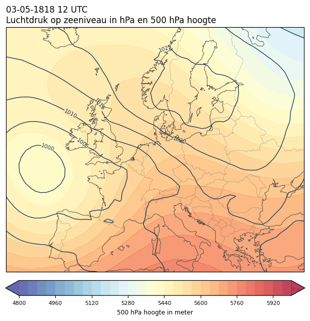 Weerkaart van 3 mei 1818 om 12 UTC