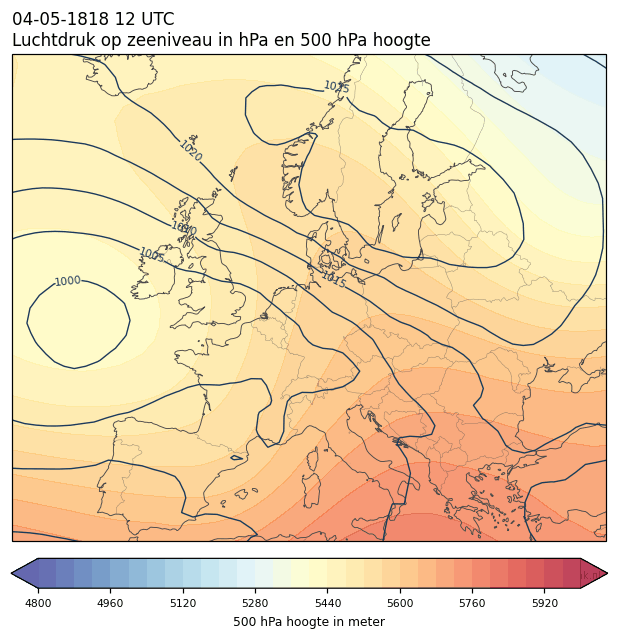 Weerkaart van 4 mei 1818 om 12 UTC