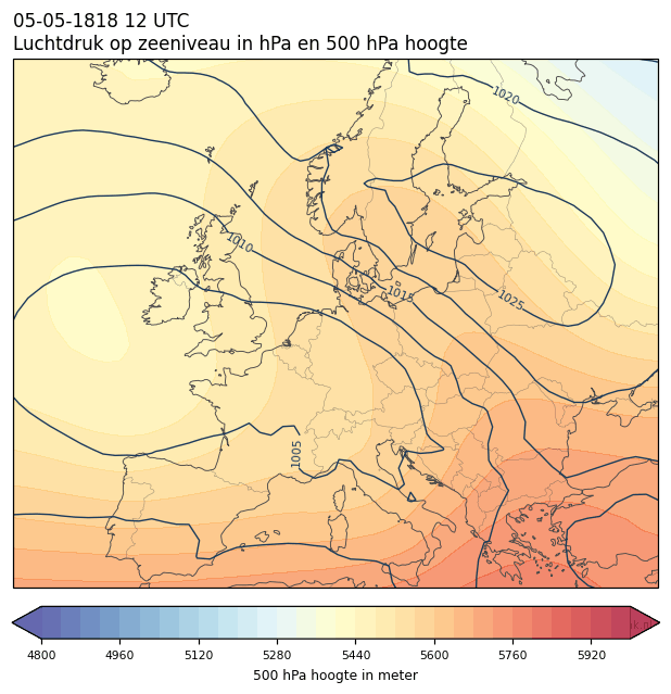 Weerkaart van 5 mei 1818 om 12 UTC