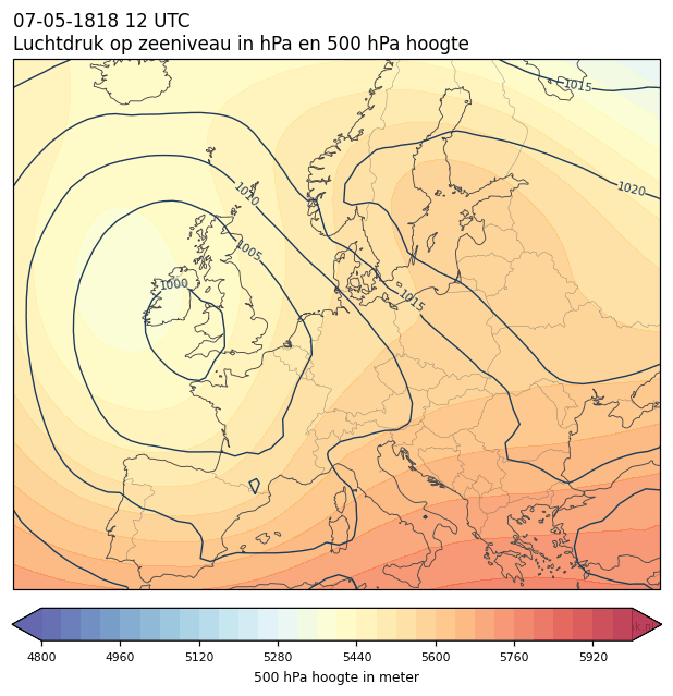 Weerkaart van 7 mei 1818 om 12 UTC