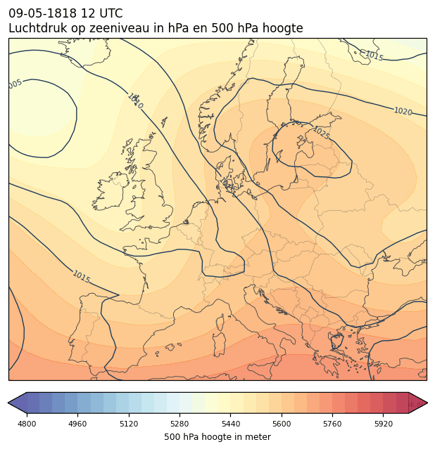 Weerkaart van 9 mei 1818 om 12 UTC