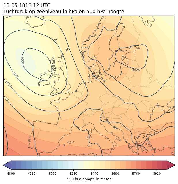 Weerkaart van 13 mei 1818 om 12 UTC