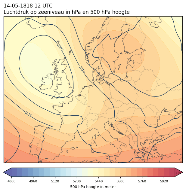Weerkaart van 14 mei 1818 om 12 UTC