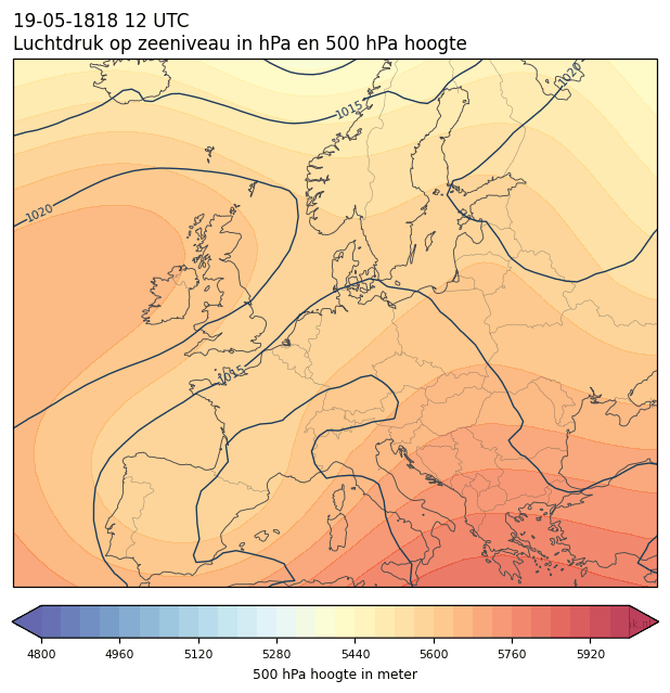 Weerkaart van 19 mei 1818 om 12 UTC