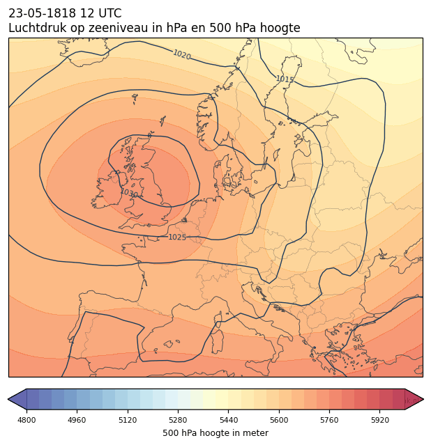 Weerkaart van 23 mei 1818 om 12 UTC