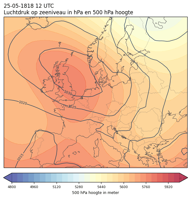 Weerkaart van 25 mei 1818 om 12 UTC