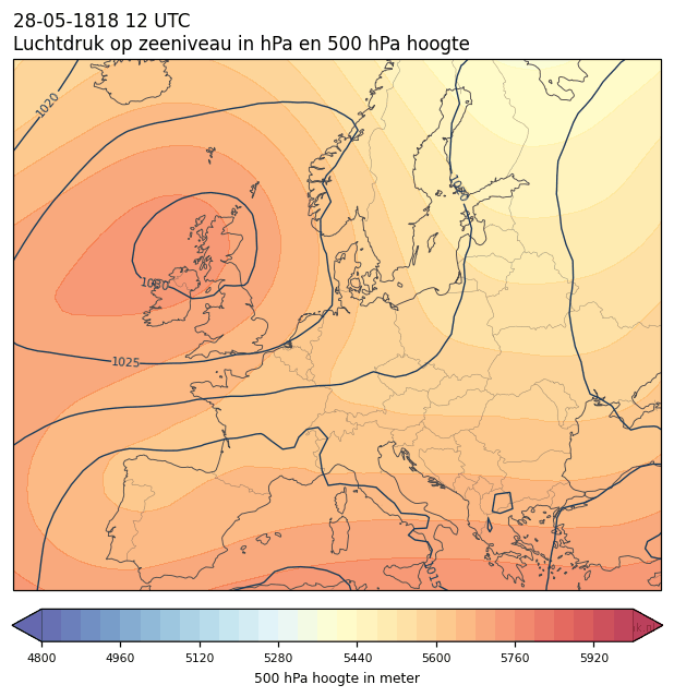 Weerkaart van 28 mei 1818 om 12 UTC