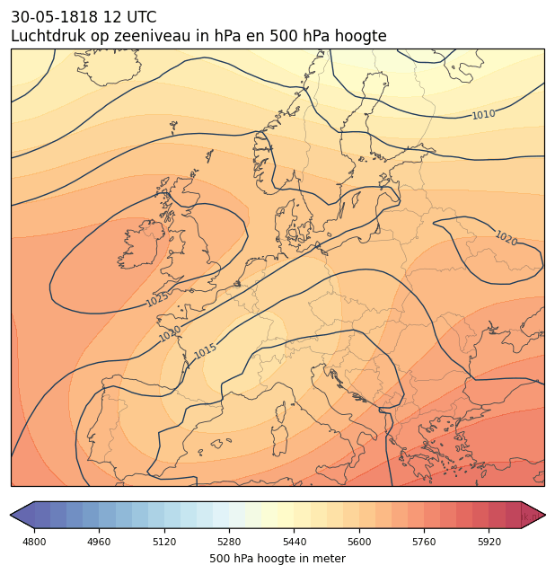Weerkaart van 30 mei 1818 om 12 UTC
