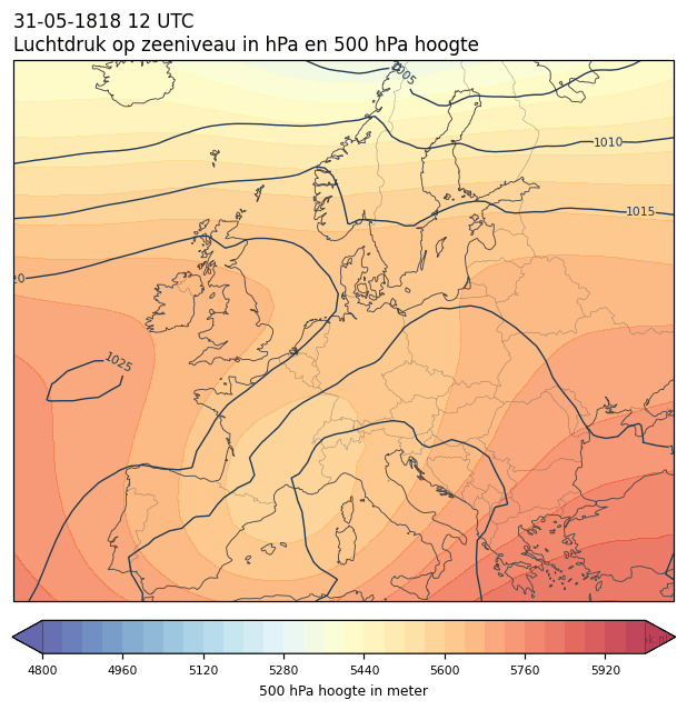 Weerkaart van 31 mei 1818 om 12 UTC