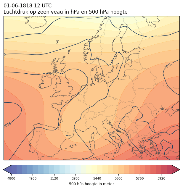 Weerkaart van 1 juni 1818 om 12 UTC