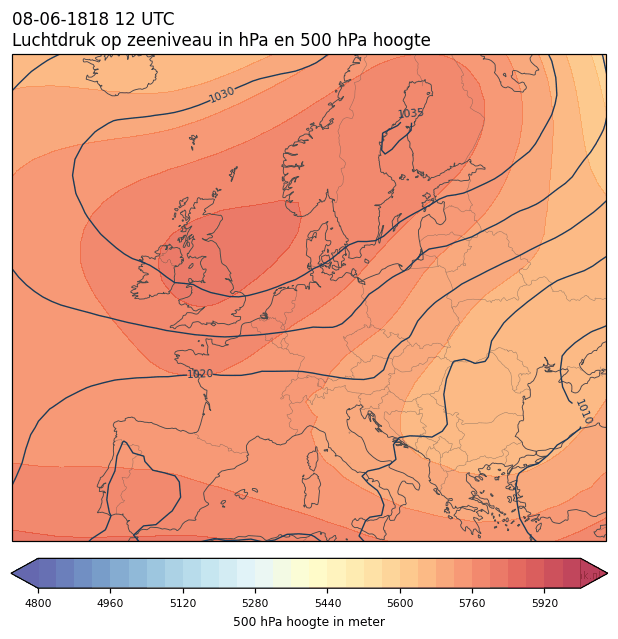 Weerkaart van 8 juni 1818 om 12 UTC