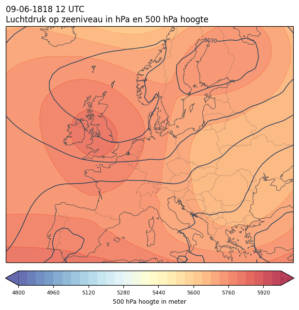 Weerkaart van 9 juni 1818 om 12 UTC