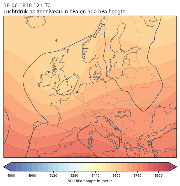 Weerkaart van 18 juni 1818 om 12 UTC