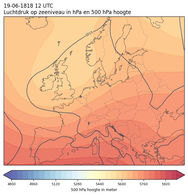 Weerkaart van 19 juni 1818 om 12 UTC