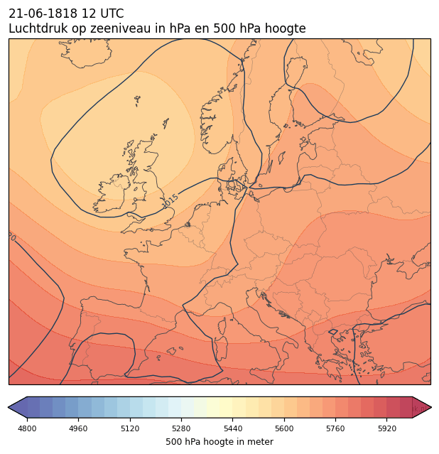 Weerkaart van 21 juni 1818 om 12 UTC