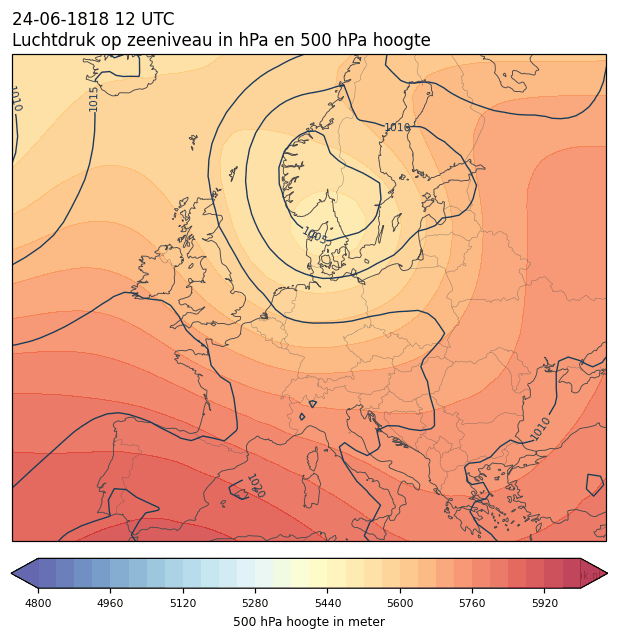 Weerkaart van 24 juni 1818 om 12 UTC