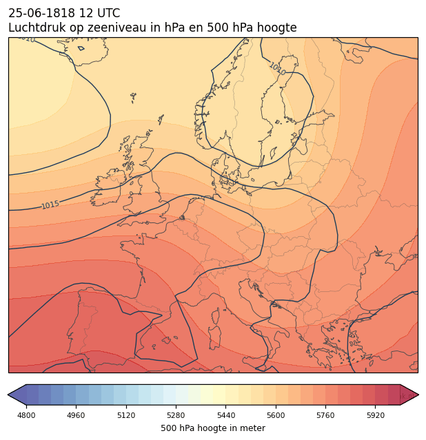 Weerkaart van 25 juni 1818 om 12 UTC