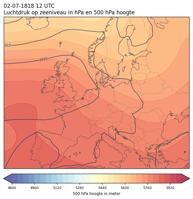 Weerkaart van 2 juli 1818 om 12 UTC
