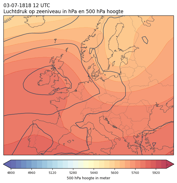 Weerkaart van 3 juli 1818 om 12 UTC