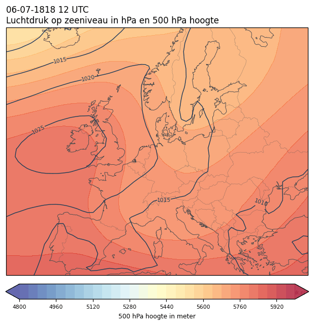 Weerkaart van 6 juli 1818 om 12 UTC