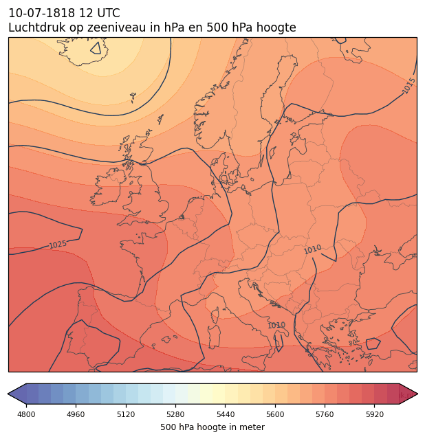 Weerkaart van 10 juli 1818 om 12 UTC