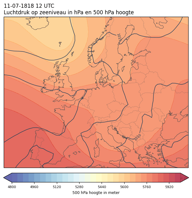 Weerkaart van 11 juli 1818 om 12 UTC
