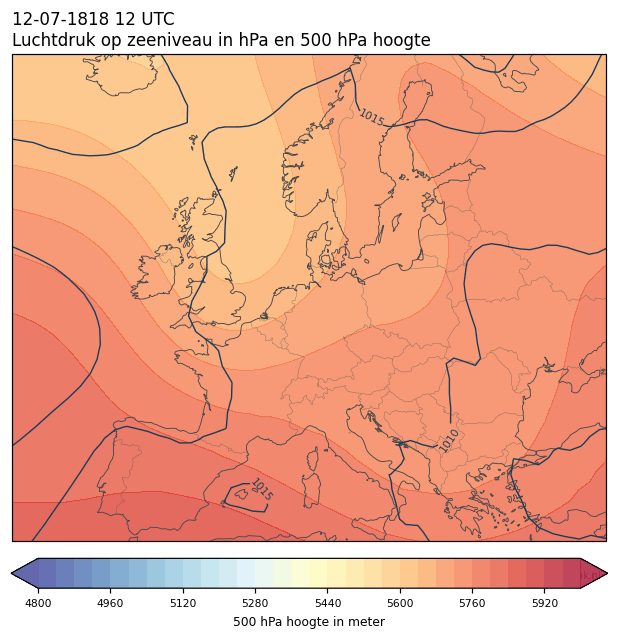Weerkaart van 12 juli 1818 om 12 UTC
