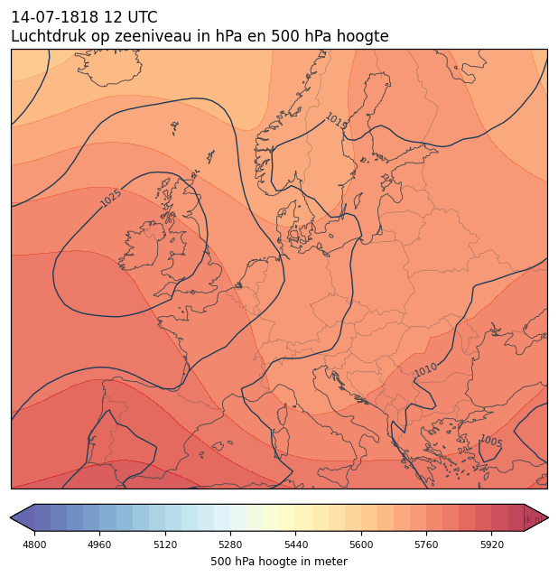 Weerkaart van 14 juli 1818 om 12 UTC