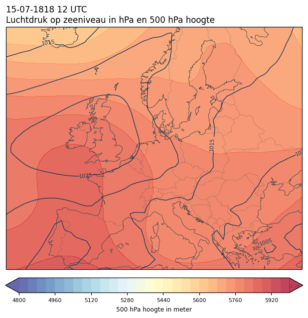 Weerkaart van 15 juli 1818 om 12 UTC