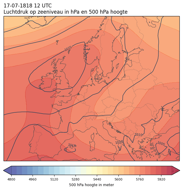 Weerkaart van 17 juli 1818 om 12 UTC