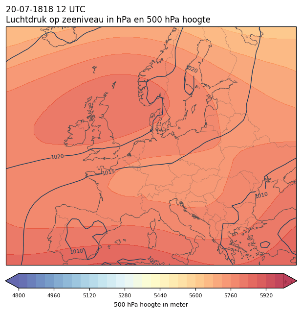 Weerkaart van 20 juli 1818 om 12 UTC