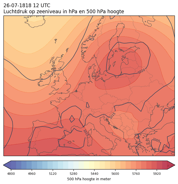 Weerkaart van 26 juli 1818 om 12 UTC