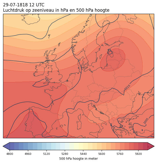 Weerkaart van 29 juli 1818 om 12 UTC