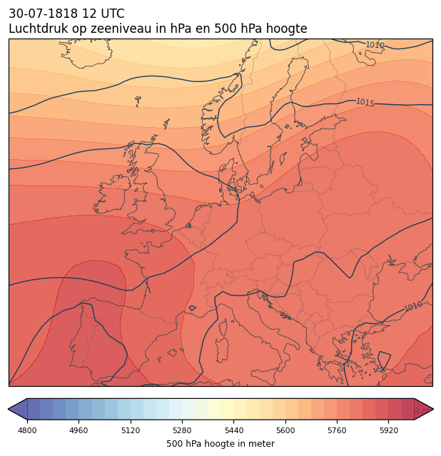 Weerkaart van 30 juli 1818 om 12 UTC